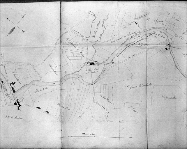Plan des abords du moulin neuf de 1839.