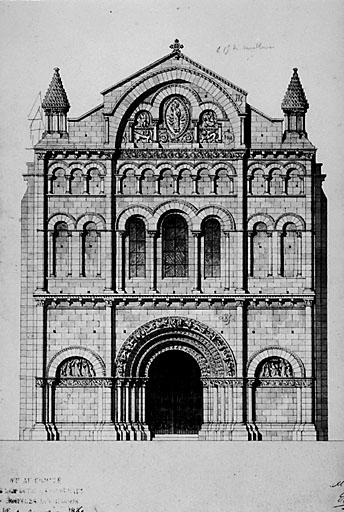 Projet de restauration de la façade par Abadie, 1858.