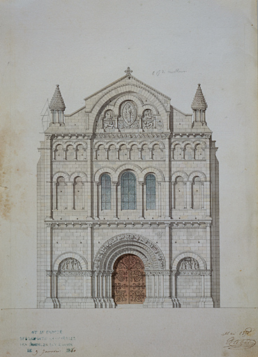 Projet de restauration de la façade par Abadie, 1858.