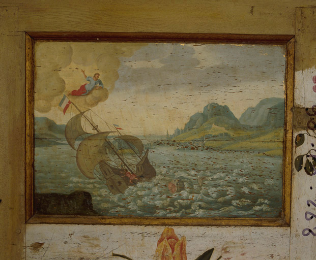 Panneau D1 : Jonas jeté à la mer.
