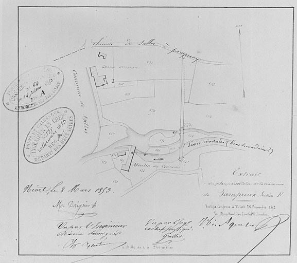Extrait du plan cadastral de 1853.