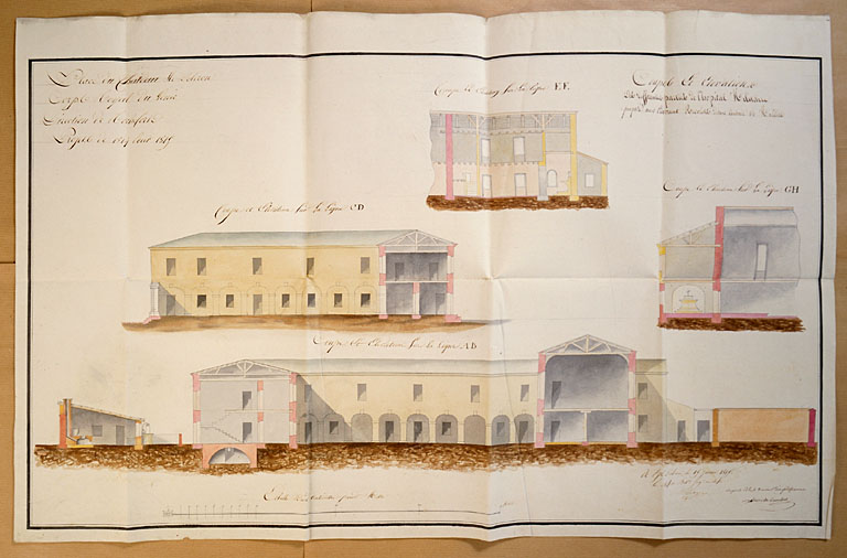 Elévations du projet d'agrandissement par Delaage, 1815.
