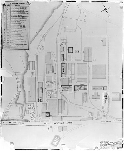 Plan d'usine de 1953 : appareils de fabrication.