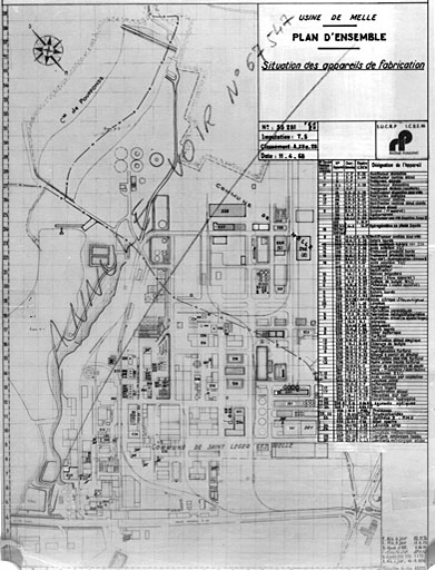 Plan d'ensemble, de 1968, situation des appareils de fabrication.