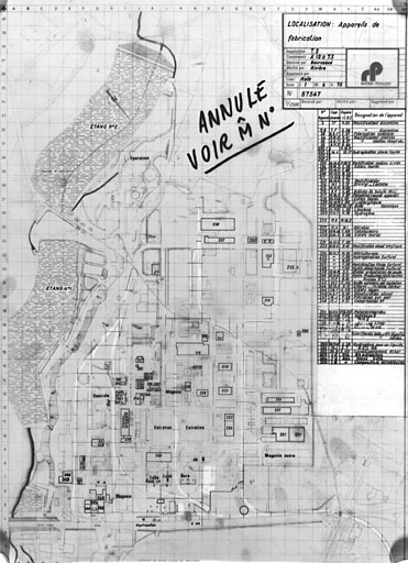 Plan d'ensemble, de 1975, situation des appareils de fabrication.