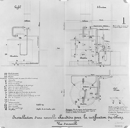 Plan pour l'installation d'une nouvelle chaudière, 1920.