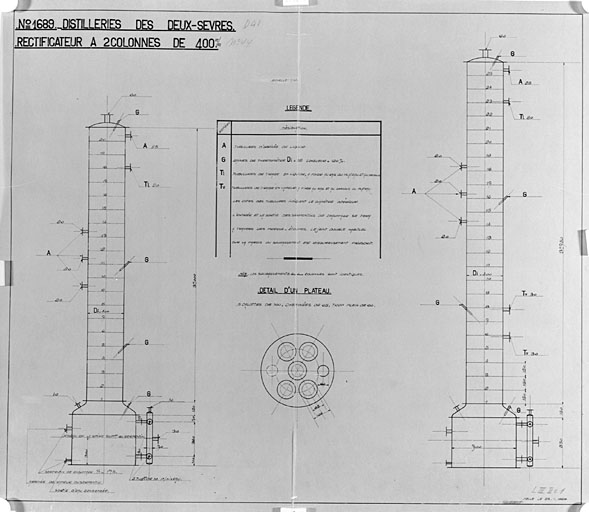 Coupe d'un rectificateur à deux colonnes de 400 mm, 1929.