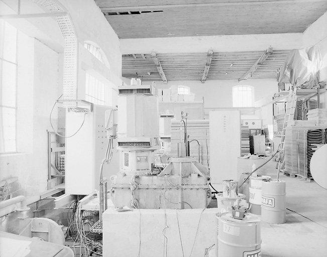 Atelier de fabrication, intérieur.