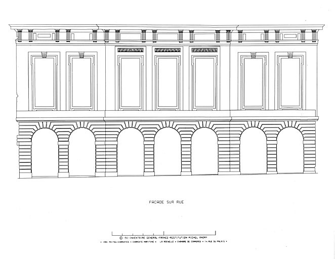 Elévation antérieure, restitution photogrammétrique.