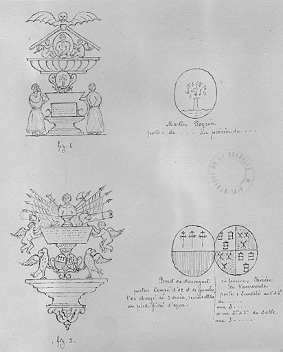 Monuments funéraires et armoiries.