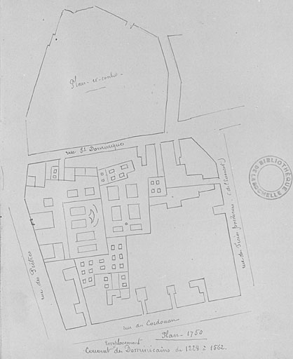 Plan du quartier avant sa construction en 1750.