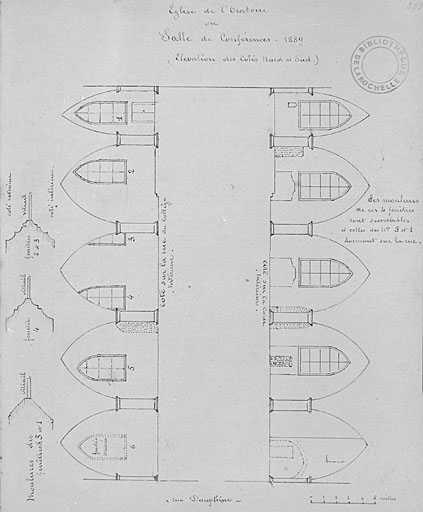 Elévations intérieures, état de 1889.