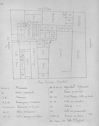 Plan masse de l'état de la fin du XVIIIe siècle.