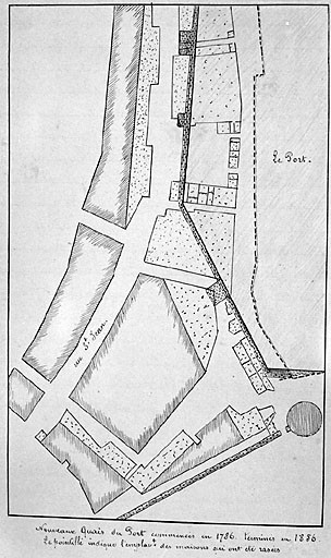 Plan des quais construits de 1786 à 1856.