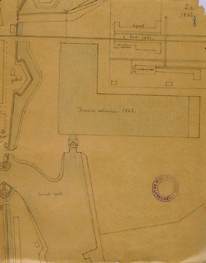 Bastion du Gabut, état de 1862, quartier sud.
