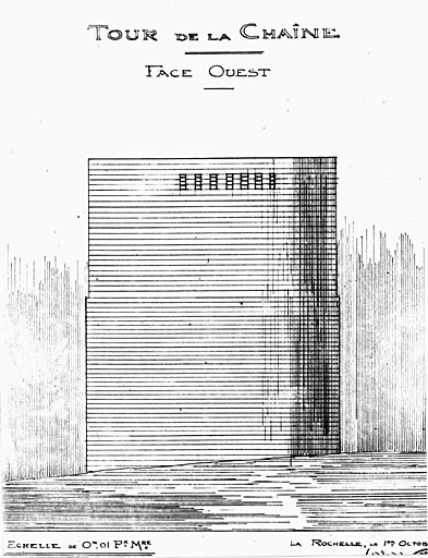 Elévation de la face ouest en 1908, par Ballu.