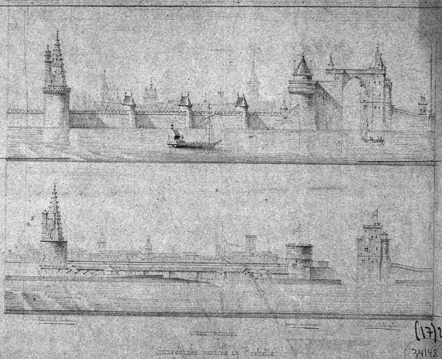 Front de mer et entrée du port, état actuel et projet par J. Lisch (vers 1864).