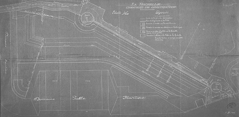 Front sud, plan d'aménagement des abords, en 1909.