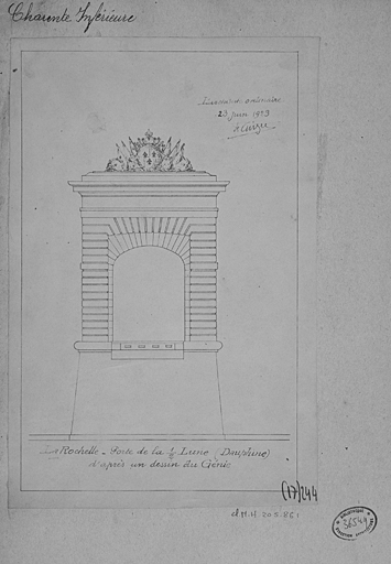 Porte de la demi lune, dessin de 1923 d'après un dessin des archives du Génie.