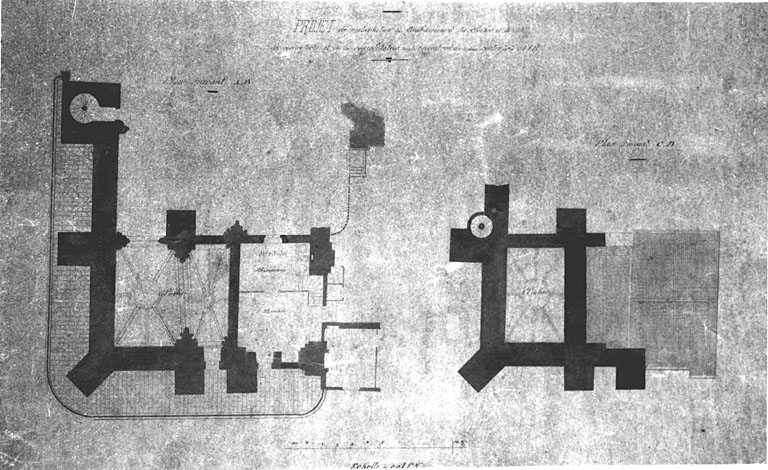 Projet de restauration du clocher, plan par Massiou, en 1873.