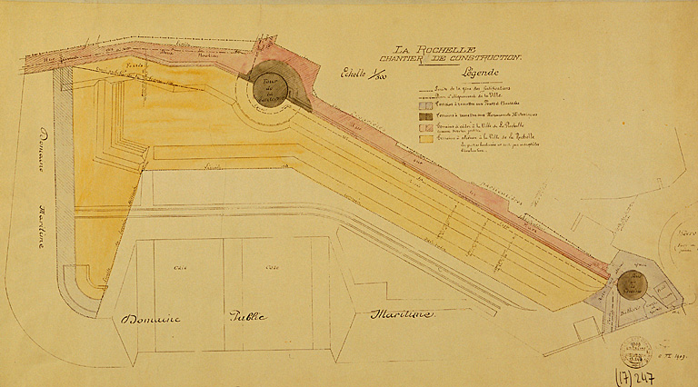 Front sud, plan d'aménagement des abords en 1909.