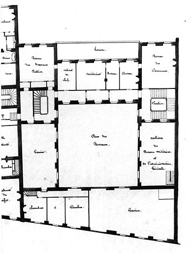 Plan du premier étage en 1842, par Brossard.