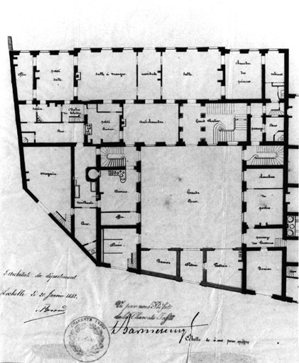 Plan du rez de chaussée en 1842, par Brossard.