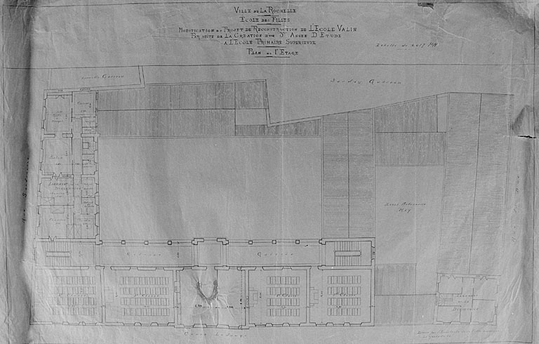 Modification du projet de construction, plan au premier étage, vers 1900, par Corbineau.