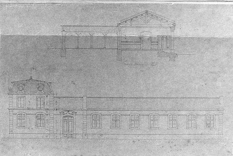 Projet d'agrandissement de 1874, par Brossard, façade.