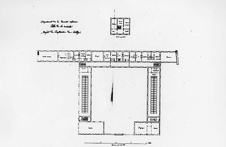 Projet de reconstruction de 1837, plan de l'étage.