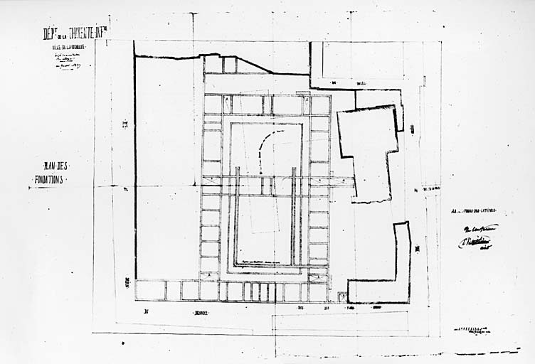 Projet de reconstruction de 1839 [par Brossard], plan des fondations.