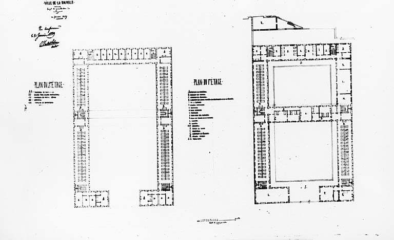 Projet de reconstruction de 1839, plans des étages [Brossard].