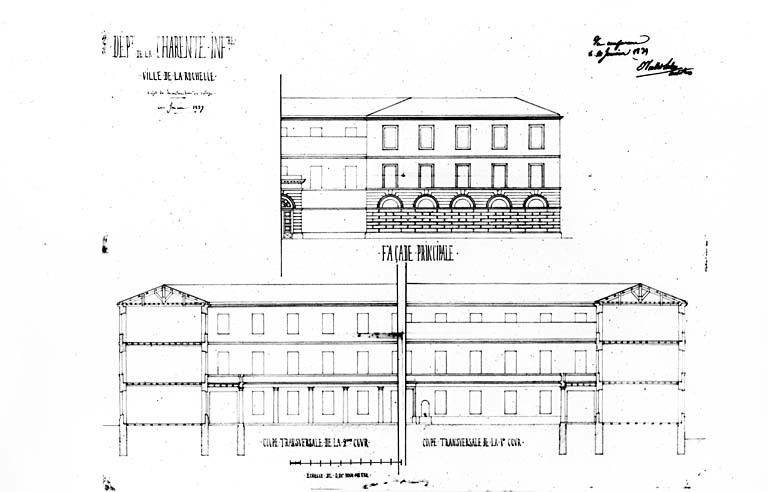 Projet de reconstruction de 1839, élévations et coupes.