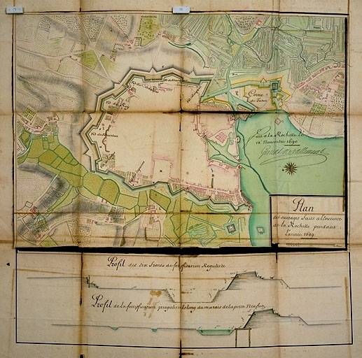 Plan des ouvrages faits à l'enceinte de La Rochelle en 1689.