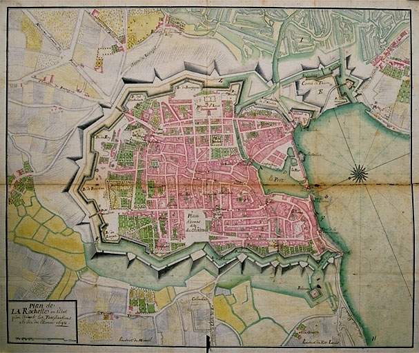 Plan de la ville avec ses fortifications, en 1692.