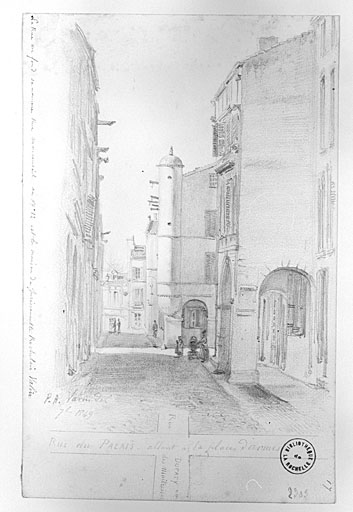 Elévations sur rue, par Adolphe Varin, en 1849.