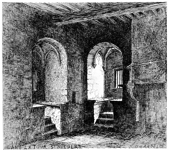 Intérieur de la tour, salle, en 1874 (?), par Lancelot.