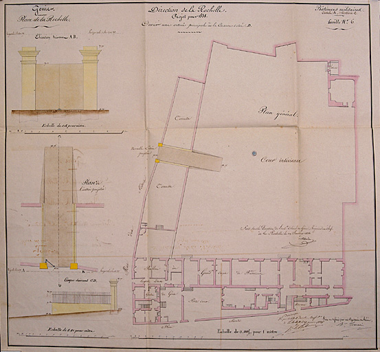 Plan, projet d'une entrée à la caserne D.1837. Tournois.