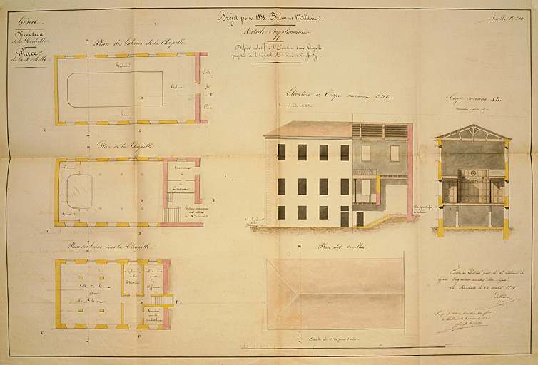 Dessin relatif à l'érection d'une chapelle, en 1838, de Verdon.
