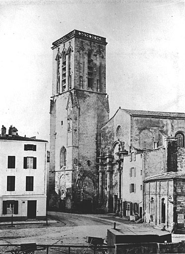 Façade et clocher (en 1878). Vue extraite de l'Album Cognac.