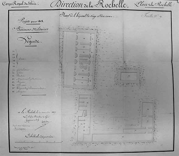 Plan de l'édifice et des caves, 1827. Guyot, Duclos.