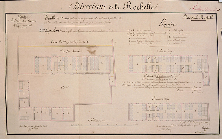 Plan relatif aux réparations à faire dans les bâtiments pour les rendre propres au casernement, 1826. De Verdon.