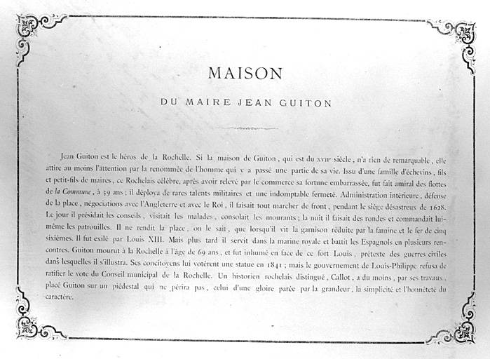 Cartouche au verso de la vue de la façade. Extrait de l'Album Cognacq.