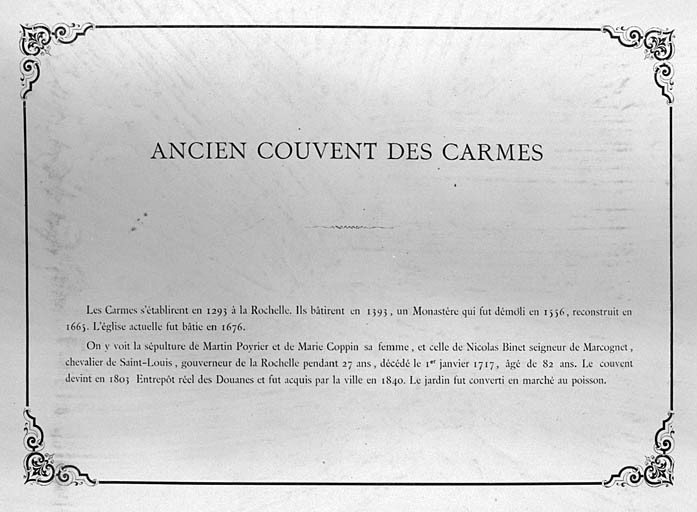 Cartouche au verso de la vue de la porte. Extrait de l'Album Cognacq.