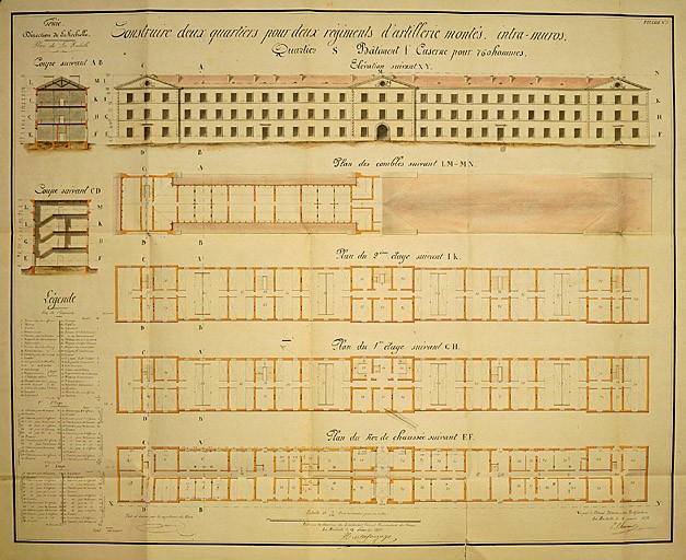 Plans, élévation, coupes, 1872. Charrier.