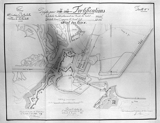 Projet. Déplacement des Fronts du gabut, 1869. Bizard.