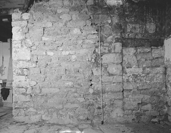 Corps de logis principal, salle nord ouest, mur médian, face sud ouest.