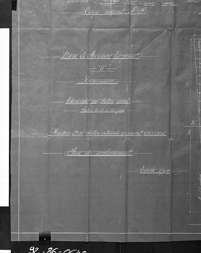 Cheminée en béton, 1909, titre du plan.