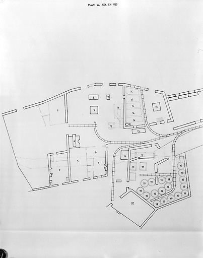 Plan de l'usine en 1929 (détail partie est).