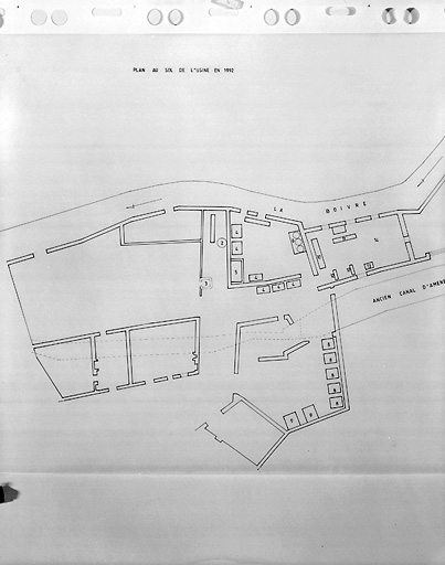Plan de l'usine en 1992 (détail partie est).
